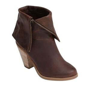 Adam Tucker Me Too "Pelican 4" Women's 9 Brown Leather Boots Fold Down Mid Calf